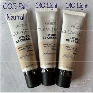 Catrice Clean ID Hydro BB Cream Foundation 005 Fair Neutral and 2 × 010 Light